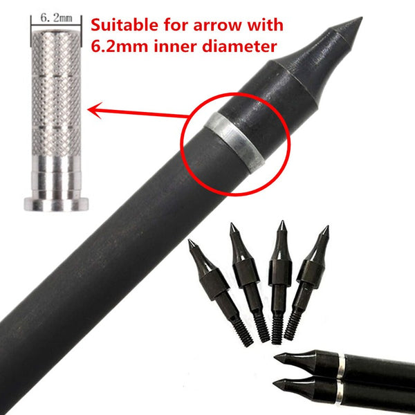 12pcs Carbon Steel Screw Thread Arrow Point Archery Arrowhead Target Field Tips
