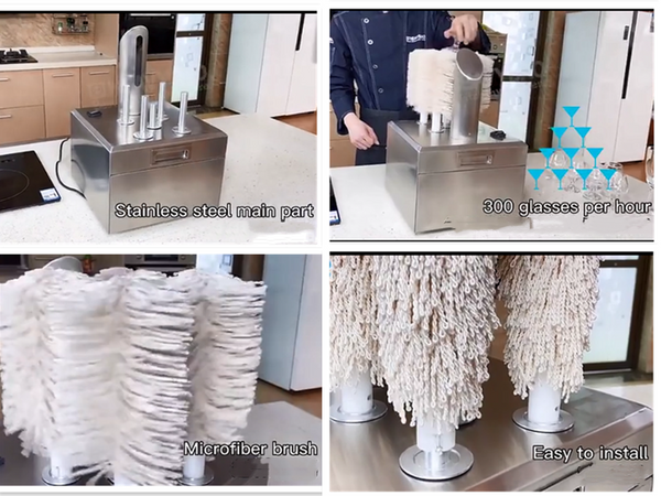 Electric Glass Polisher Glassware Dry Wiping Polishing For Hotels Restaurants