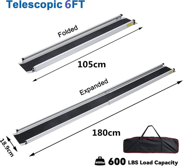 Folding Wheelchair Ramps for Step 5/6FT Portable Antiskid Loading Threshold Ramp
