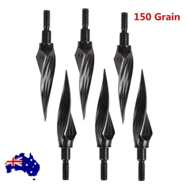 6pcs 150 Grain Archery Screw-In Broadheads Hunting Arrow Head Black AU