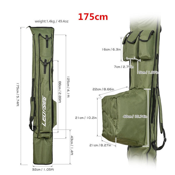 195cm Fishing Rod Bag Pole Holder Fishing Rod Carrier Case Can Holds 6 Poles AU