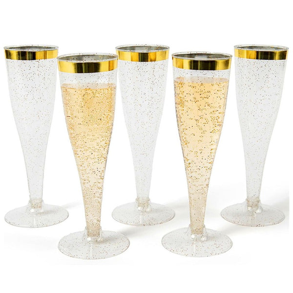 50/100X Disposable Champagne Flutes Plastic Wine Glasses Wedding Party BPA Free
