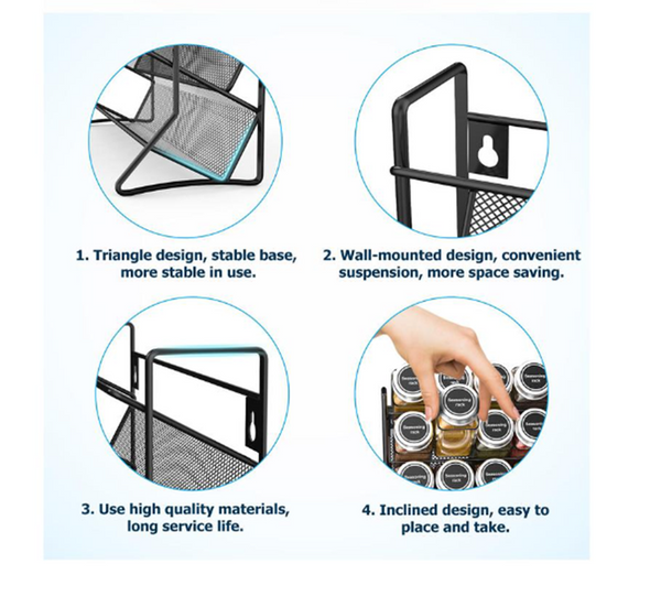 2 Packs Kitchen Spice Rack Organizer Storage Shelf Cabinet Jar Holder Wall Mount