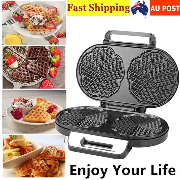 Electric Waffle Maker 10 Heart Shaped Waffles Nonstick Baker Breakfast Snacks