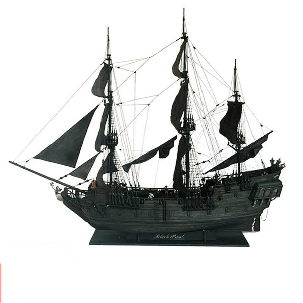 80cm Black Pearl Ship DIY Assemble Model Wooden Sailing Boat Toy Birthday Gifts