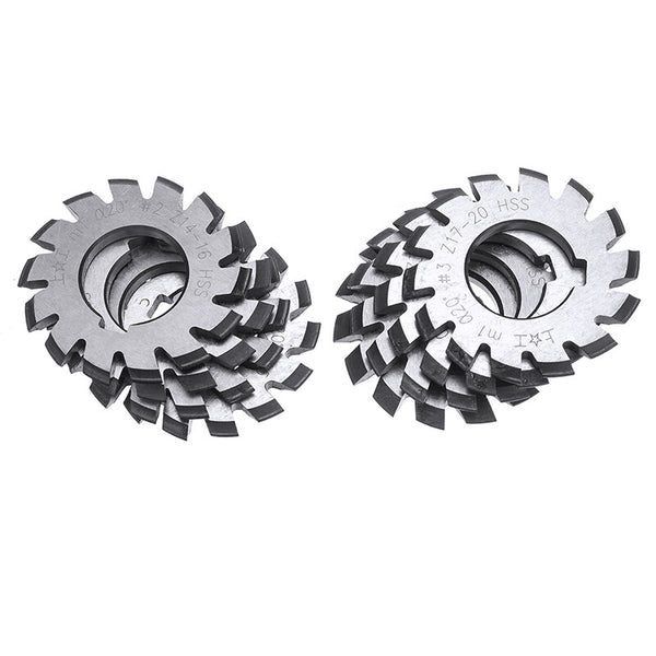 8Pcs Gear Milling Cutters with 20° Pressure Angle for Metric Module M1-M8 Gears