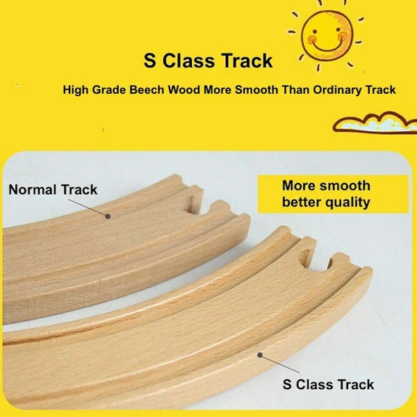 80 Pcs Electric Train Set -Wooden Track & Crane & Trains Toys Set Kids DIY Toy