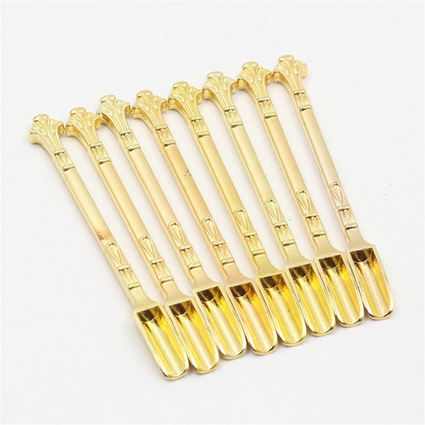 2X Gold Snuff Spoon Micro Spoon Spatula Spoon Stainless Steel Scoop ANTIQUE
