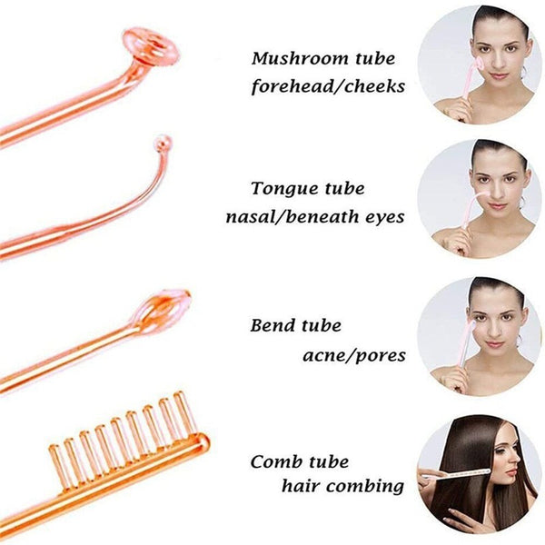 4 In 1 High Frequency Electrode Wand Electrotherapy Glass Tube Beauty Device