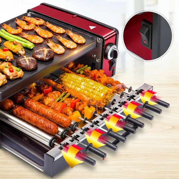 Electric BBQ Kebab Grill Machine Automatic Rotating Skewers Smokeless Barbecue