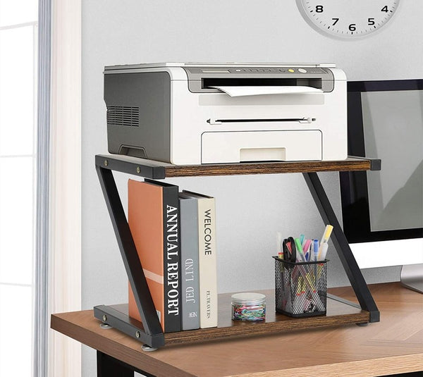2 Tier Desktop Printer Rack Shelf Office Room Metal Racks Printer Holder