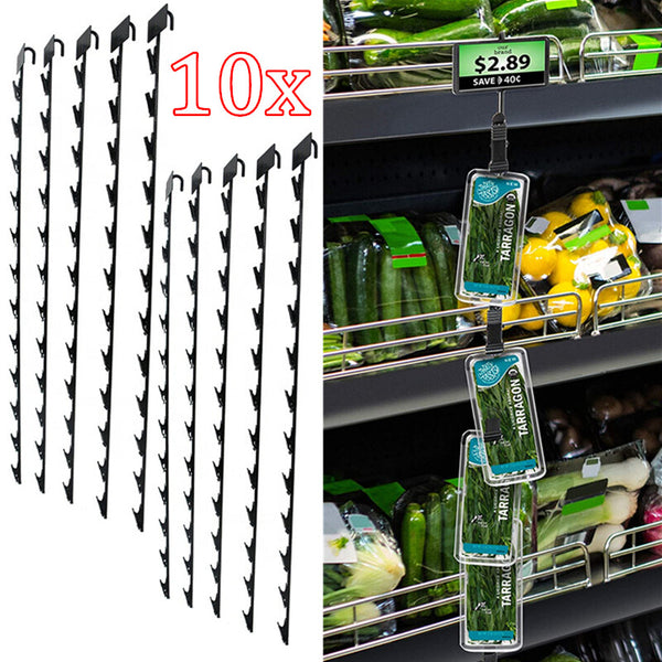 10x Metal Snack Hanging Strips Store Supermarket Shelf Merchandising Clip Strip