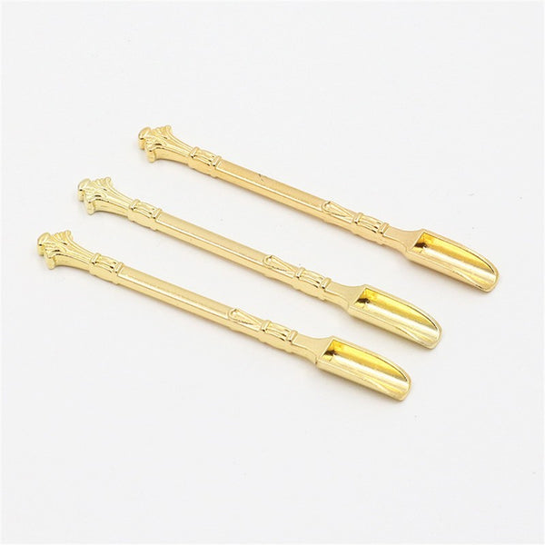 2X Gold Snuff Spoon Micro Spoon Spatula Spoon Stainless Steel Scoop ANTIQUE