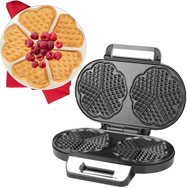 Electric Waffle Maker 10 Heart Shaped Waffles Nonstick Baker Breakfast Snacks