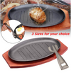 12" Cast Iron Steak Serving Plate Sizzling Teppanyaki Hot Gratin Dish BBQ Grill
