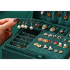 3-layers Jewelry Organizer Large Necklace Ring Display Cases Green Velvet Box