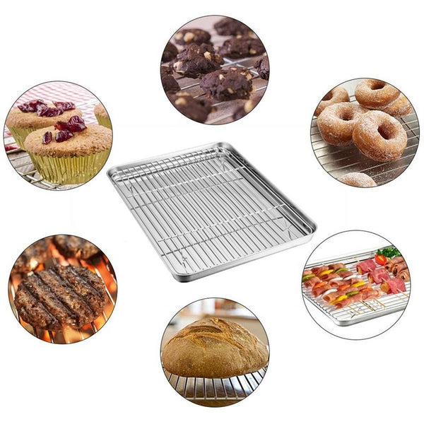 Stainless Steel Baking Pan Oven Tray Cookie Sheet Commercial Roasting Deep Pans
