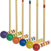 Classic Croquet Set Up to 6 Players Six Colour Coded Mallets Handles and Balls