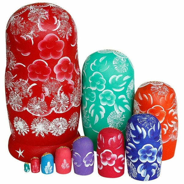 10pcs Russian Nesting Dolls Stacking Wooden Matryoshka Dolls Home Decor Gifts AU