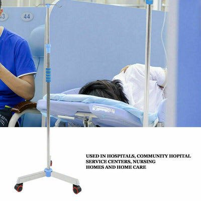2 Hook Adjustable IV Pole Portable Drip Bag Stand for Clinic Household Care