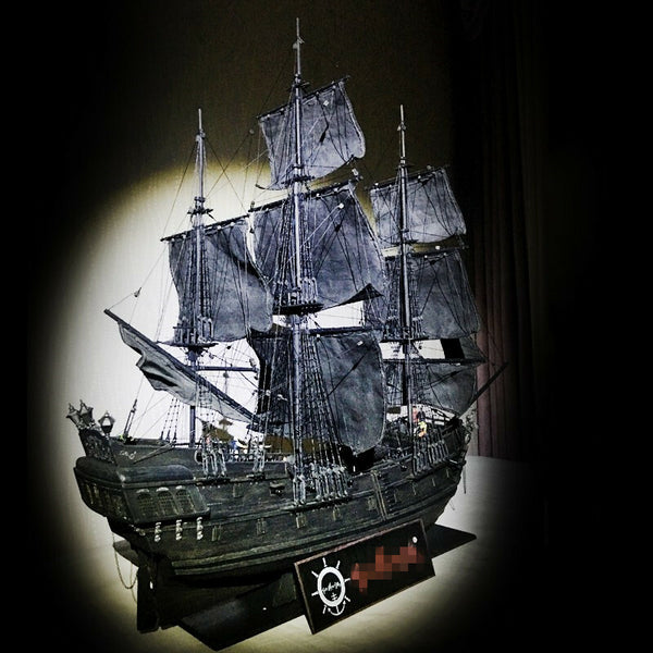 80cm Black Pearl Ship DIY Assemble Model Wooden Sailing Boat Toy Birthday Gifts