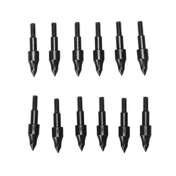 12pcs Carbon Steel Screw Thread Arrow Point Archery Arrowhead Target Field Tips