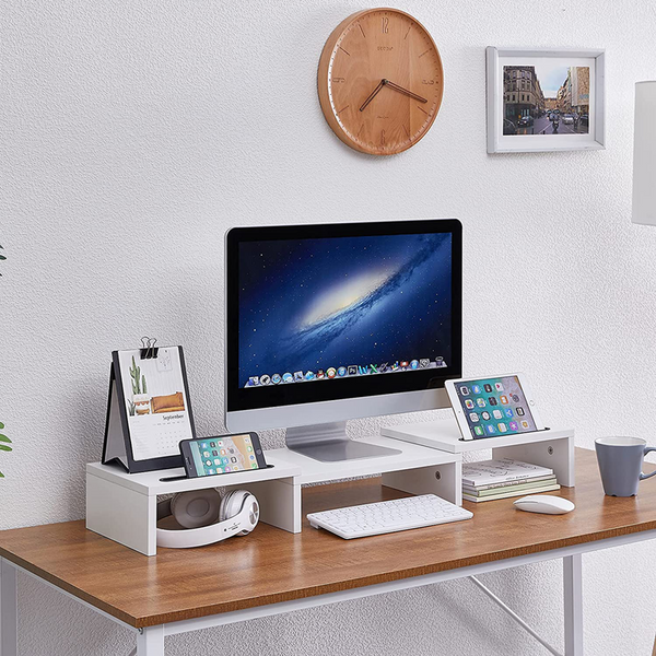 Dual Monitor Stand Riser Storage Desk Laptop Computer Organizer Stand Adjustable