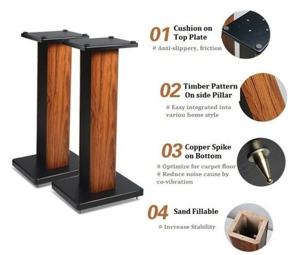 Speaker Stands90CM Rosewood Home Theatre/Bookshelf/Hi Fi Speaker Stands Surround