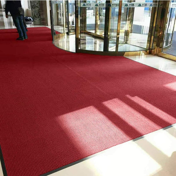 3x10' Floor Carpet Non Slip Rubber Door Mat Entrance Hallway Runner Rug Red Mat