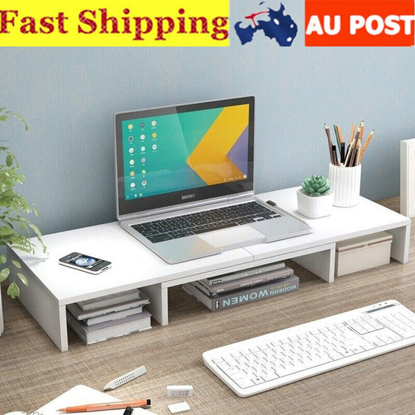 Dual Monitor Stand Riser Storage Desk Laptop Computer Organizer Stand Adjustable