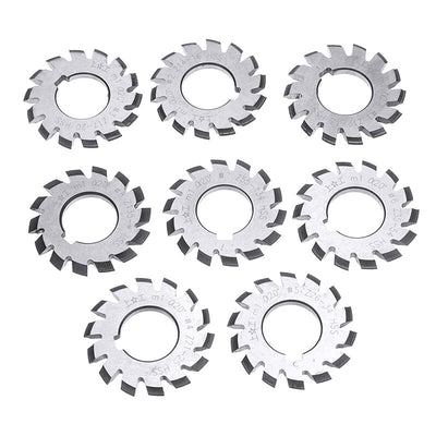 8Pcs Gear Milling Cutters with 20° Pressure Angle for Metric Module M1-M8 Gears