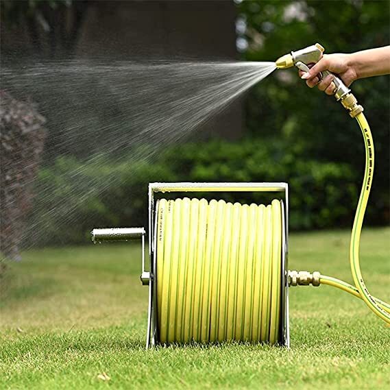Large Stainless Steel Garden Hose Reel Cart Portable Pipe Holder Heavy Duty