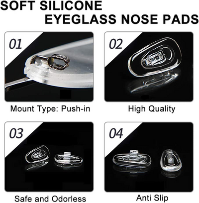 5 Pairs Anti Slip Support Nose Pads Push-in for Eyeglasses Eyewear Accessories