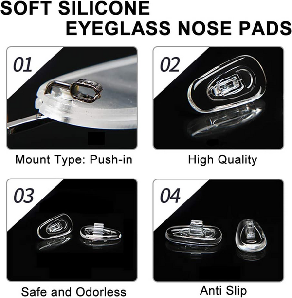 5 Pairs Anti Slip Support Nose Pads Push-in for Eyeglasses Eyewear Accessories