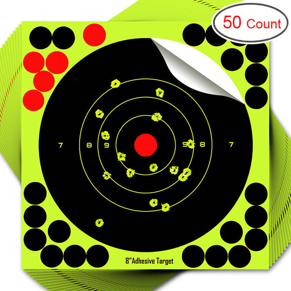 50Pk 8" INCH 20cm REACTIVE SPLATTER SHOOTING AIR RIFLE TARGET SELF ADHESIVE