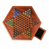 Wooden Chinese Table Board Game Checkers w/ Storage Drawers & Glass Marbles Gift