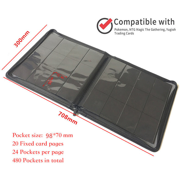 12 Pocket Card Binder 480 Cards Zip Card Album Folder Book