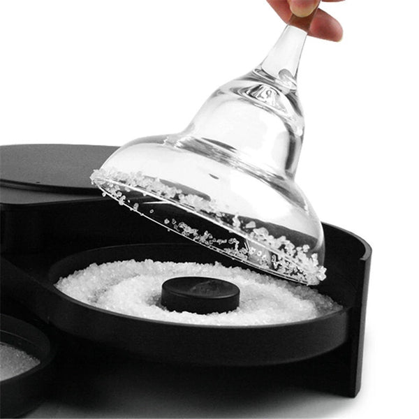 Portable Margarita Salt Rimmer Set with Separate Tier for Lime Juice Salt Sugar