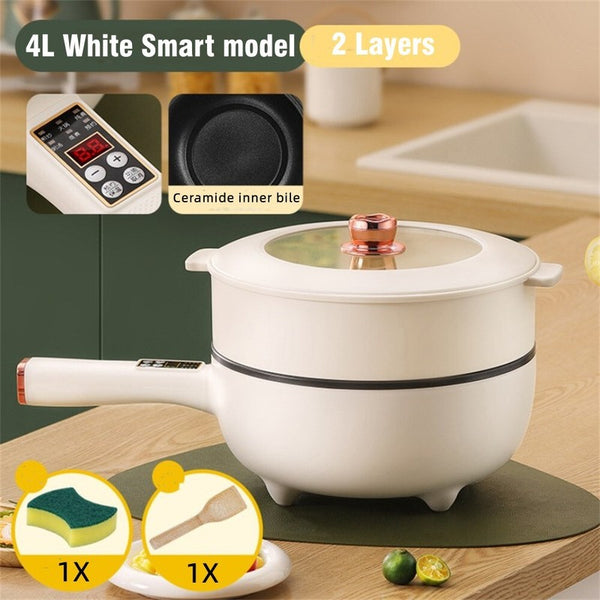 4L 28cm Electric Frying Pan with Steamer&Lid Non-stick Multifunctional Cookware