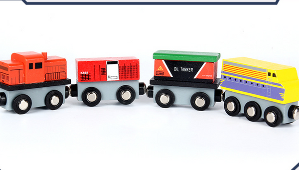 Christmas Train Toy 12Pcs Magnetic Wooden Train Set Train Xmas Gift with Box
