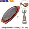 12" Cast Iron Steak Serving Plate Sizzling Teppanyaki Hot Gratin Dish BBQ Grill