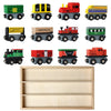 Christmas Train Toy 12Pcs Magnetic Wooden Train Set Train Xmas Gift with Box
