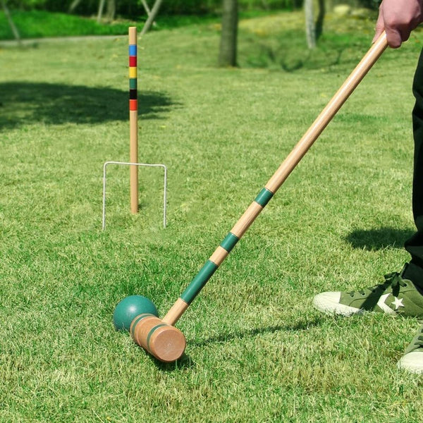 Classic Croquet Set Up to 6 Players Six Colour Coded Mallets Handles and Balls