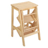 3-Step Folding Wooden Step Stool Portable Kids Adults Stool Ladder Home Stool