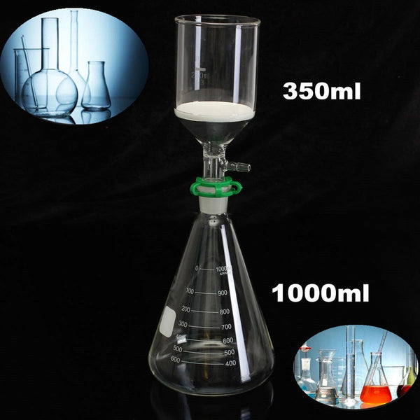 1000ml Glass Vacuum Suction Filter 350ml Buchner Funnel Kit Conical Flask Lab AU