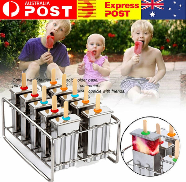 6pcs/10pcs Popsicle Molds Ice Lolly Mould Stainless Steel Ice Cream Holder Maker