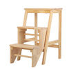 3-Step Folding Wooden Step Stool Portable Kids Adults Stool Ladder Home Stool