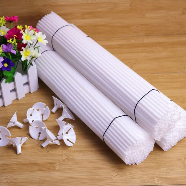 200pcs Balloon Stick Pole Reusable Rods Holder Cup Party Balloon Access&ex  40cm