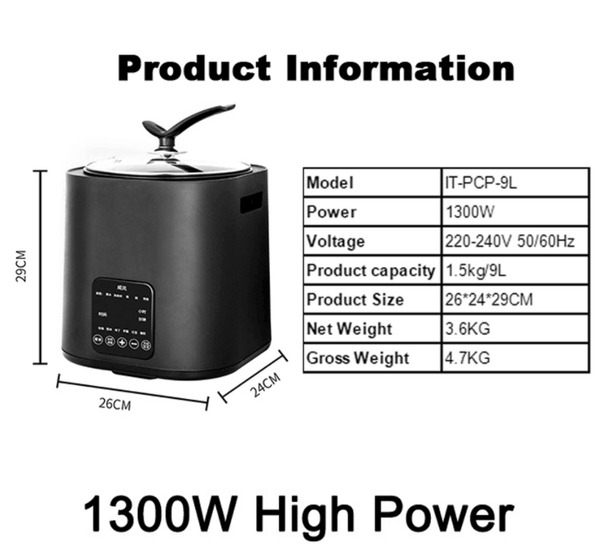 220V Automatic Bubble Tapioca Pearl Cooker 9L Milk Tea Store Equipment 1300W