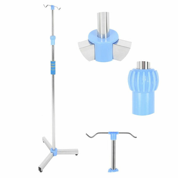 2 Hook Adjustable IV Pole Portable Drip Bag Stand for Clinic Household Care